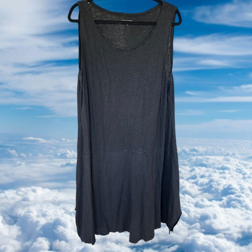 EILEEN FISHER Midi Tank Dress Size 1X Black Hemp Blend Organic Cotton